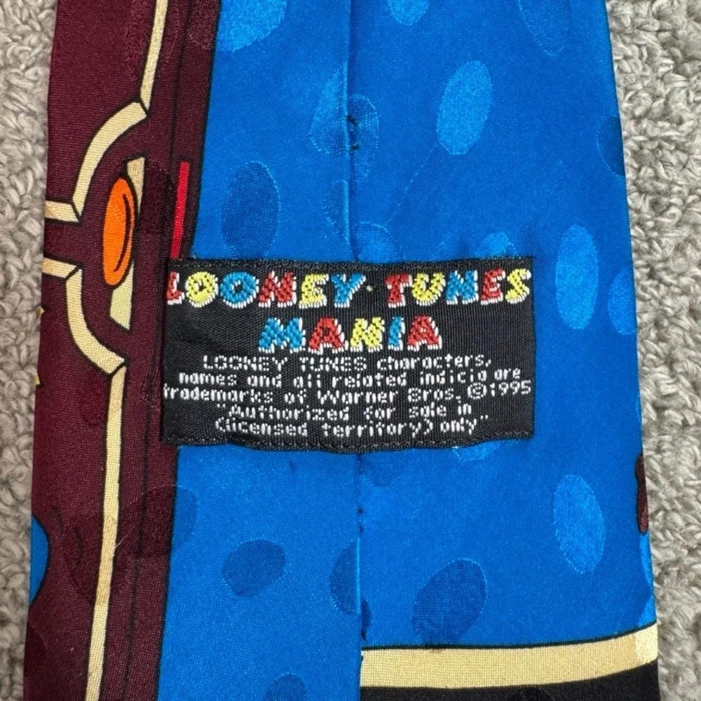 Vintage 1995 Looney Tunes Mania Halloween Silk Tie Bugs Bunny Tweety Taz Black